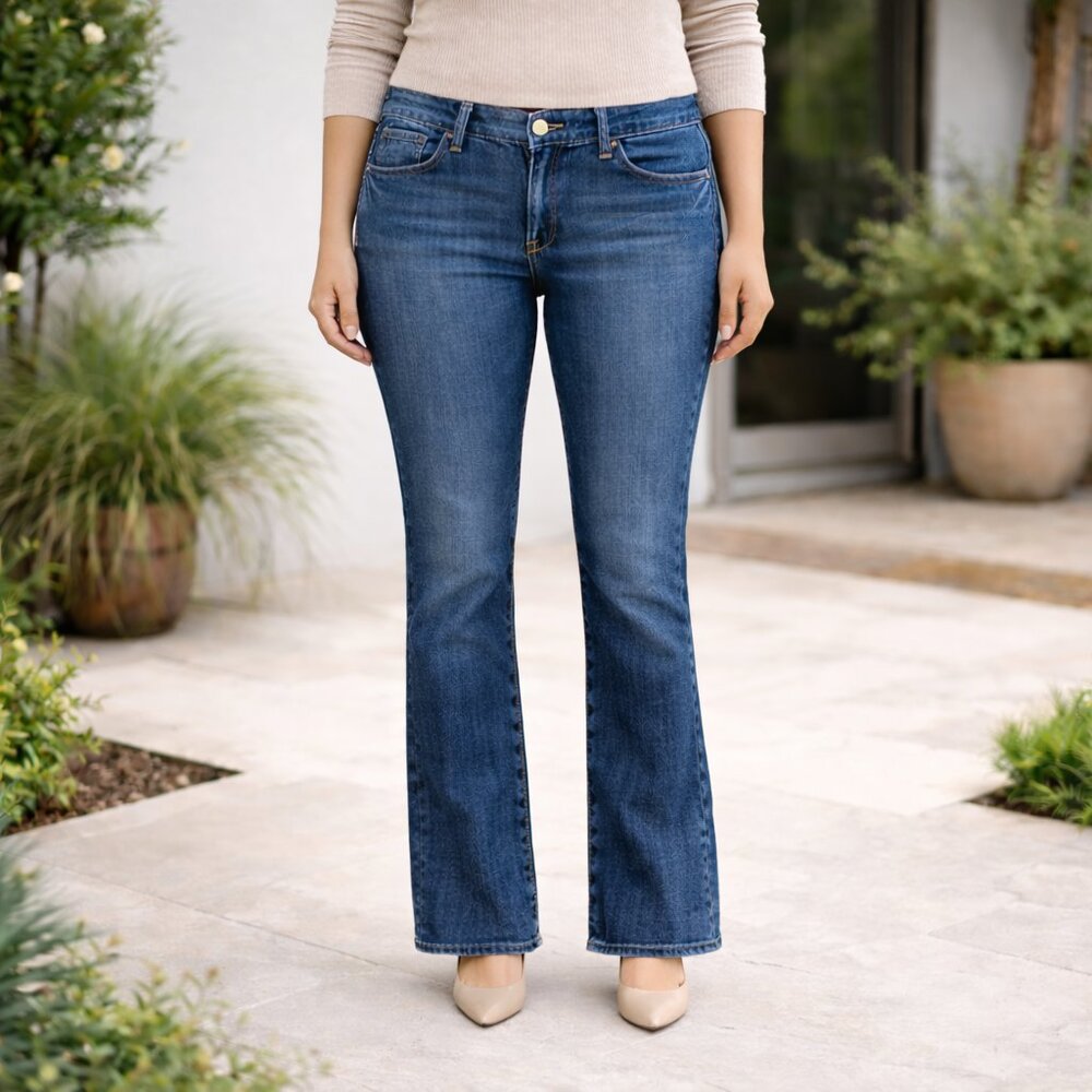Mango Claudia Mid Rise Bootcut slightly Flared to fit over boot Blue Denim Jeans